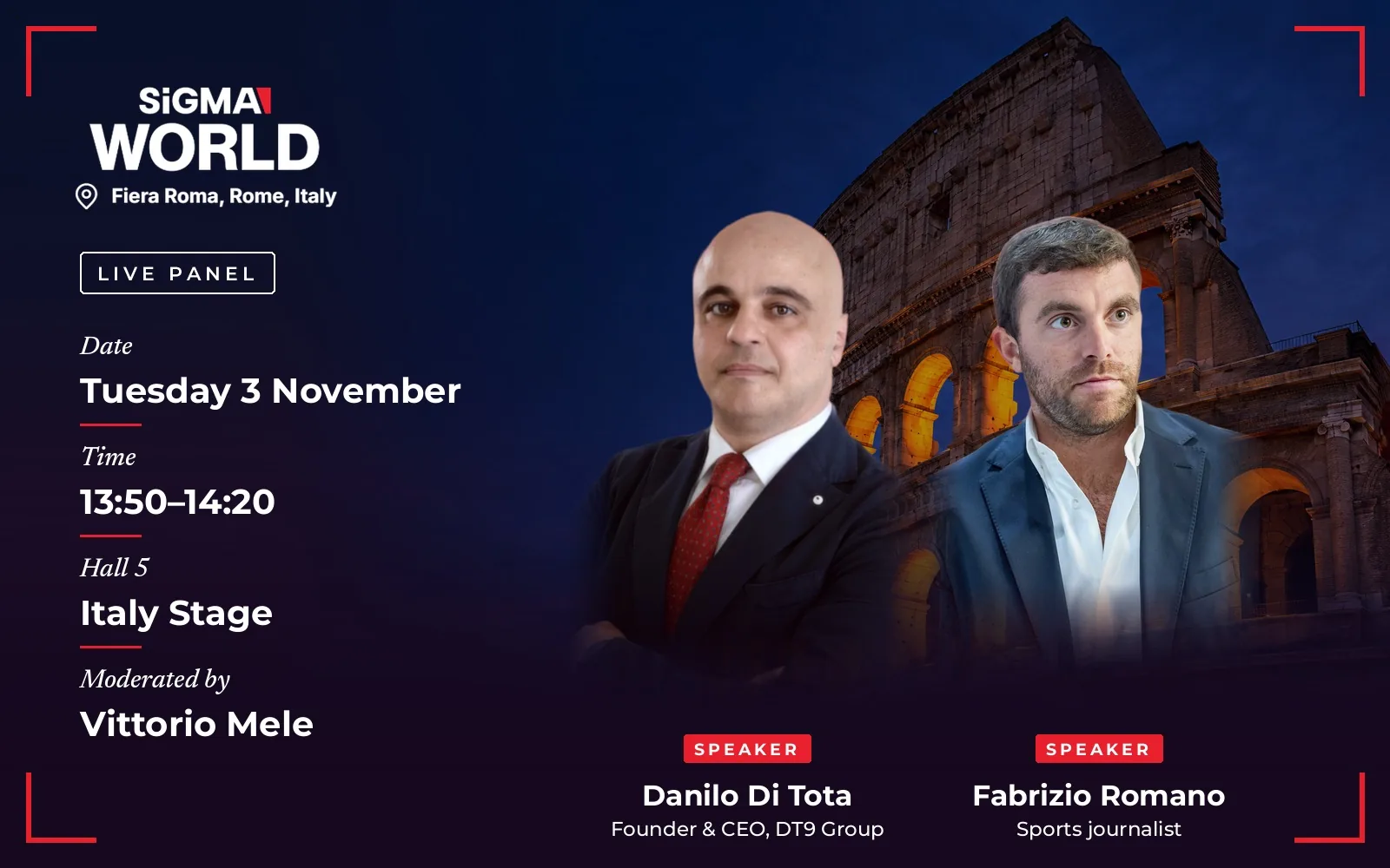 Danilo Di Tota and Fabrizio Romano, speakers of the panel From Influence to Value, moderated by Vittorio Mele
